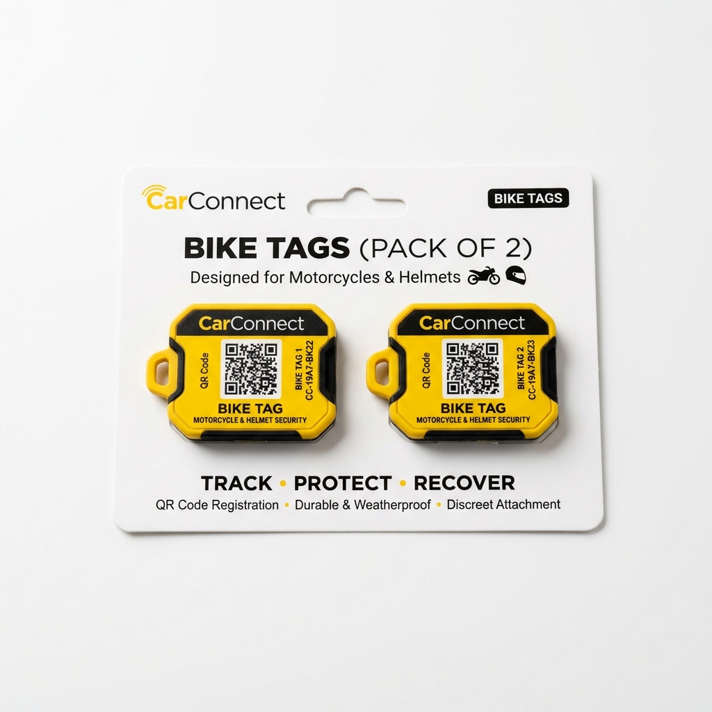 CarConnect Two-Wheeler Tags (1 For Bike, 1 For Helmet)